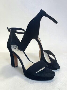 Vince Camuto Black Suede Platform Block Heel Sandals Size 9.5M NWOT